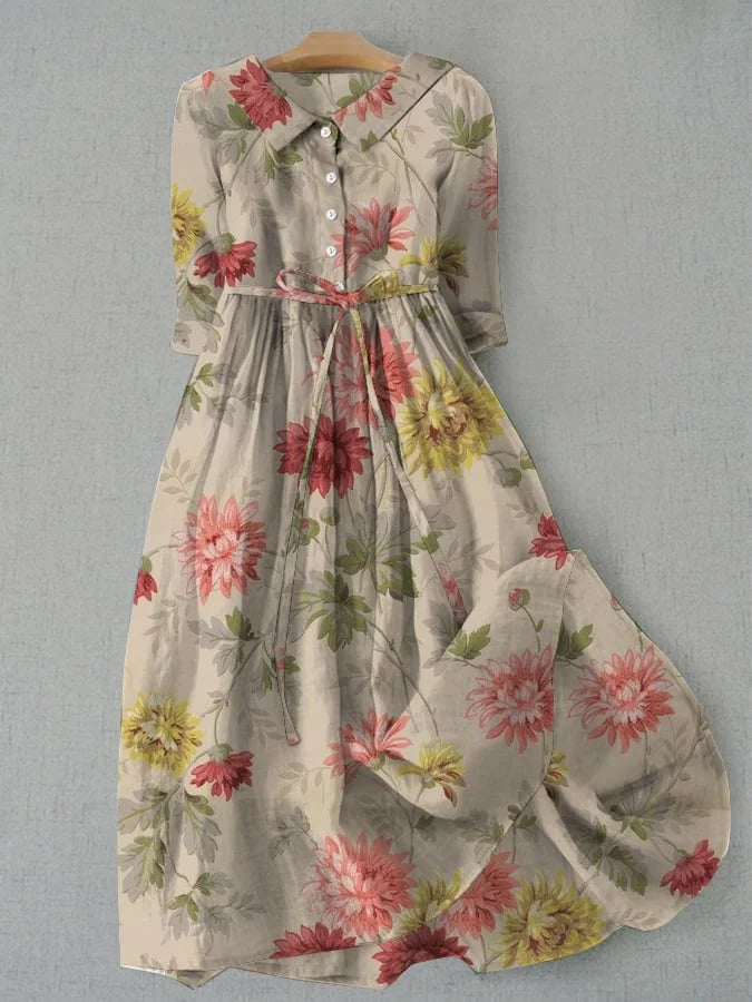Women's Solid Lace-Up Waist Dress