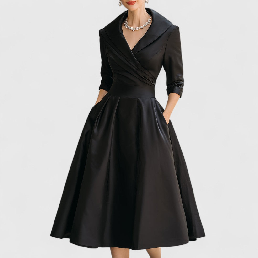 Women's Solid Satin Midi Dress