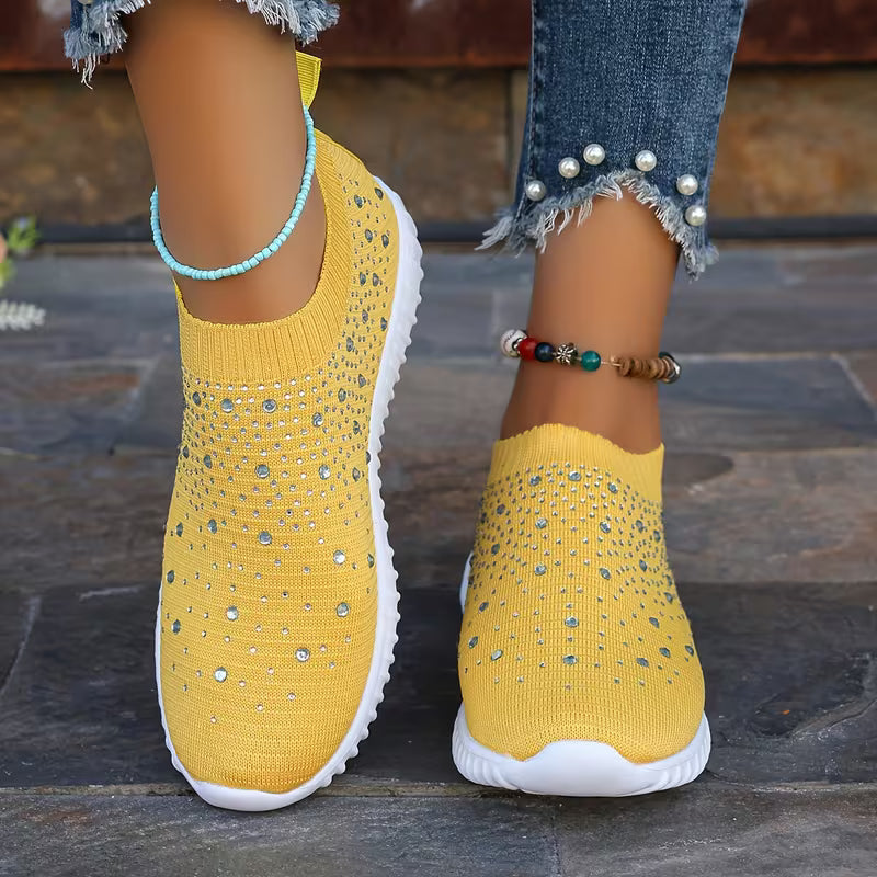 GLITZ | CHUNKY-SOLE RHINESTONE SLIP-ON SNEAKERS