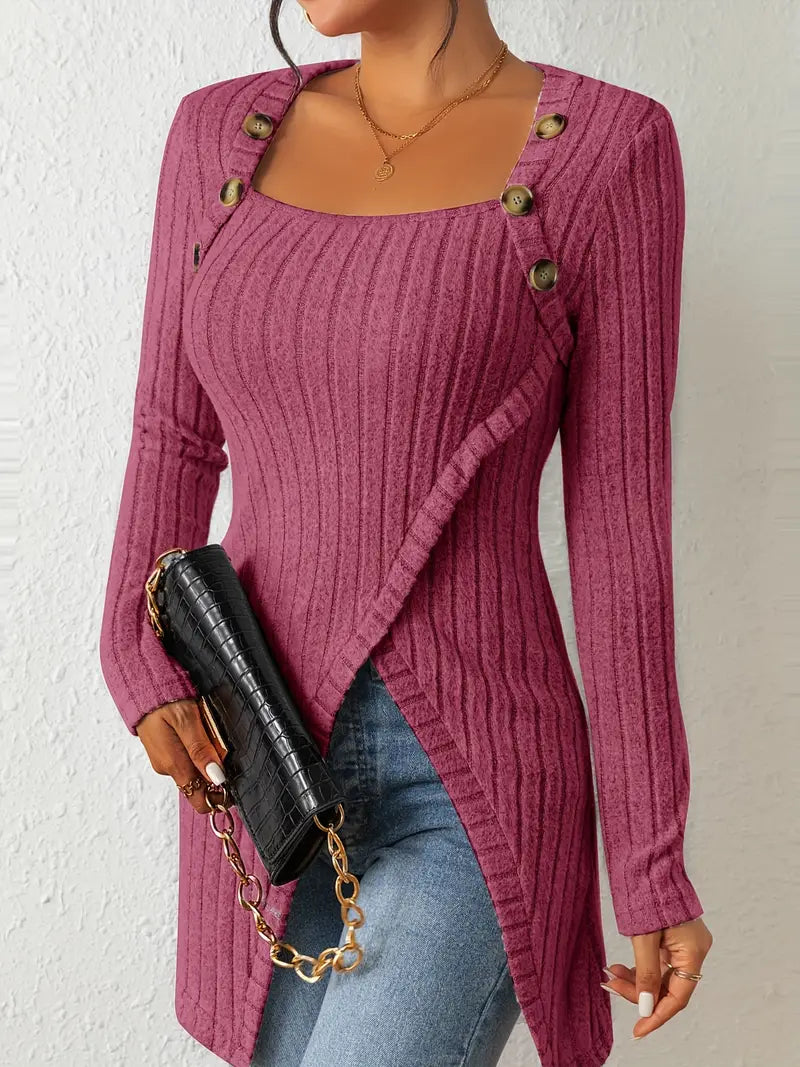 Julia™ - Trendy Ribbed Asymmetrical Top