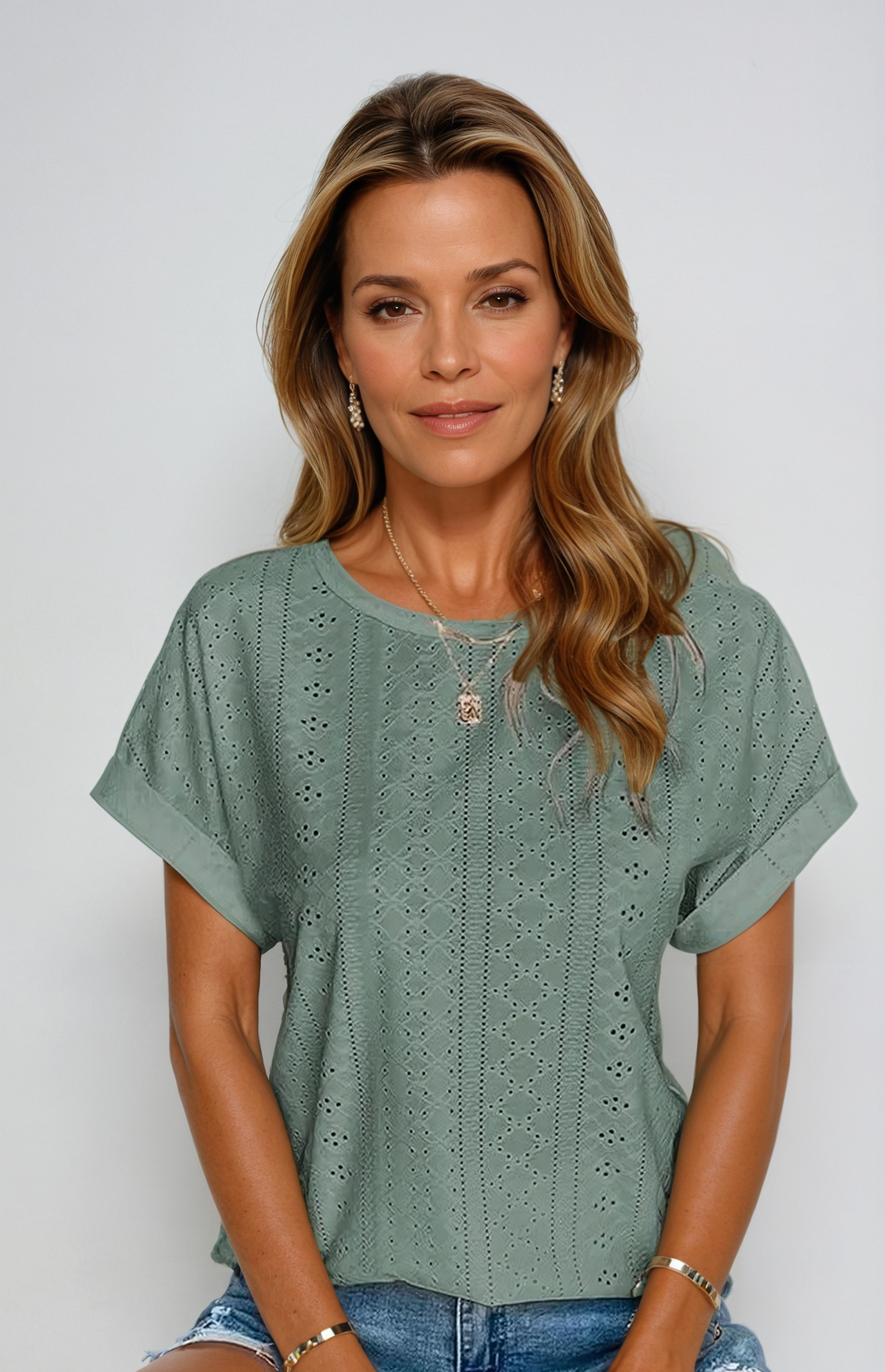Riza™ | Casual Eyelet Top
