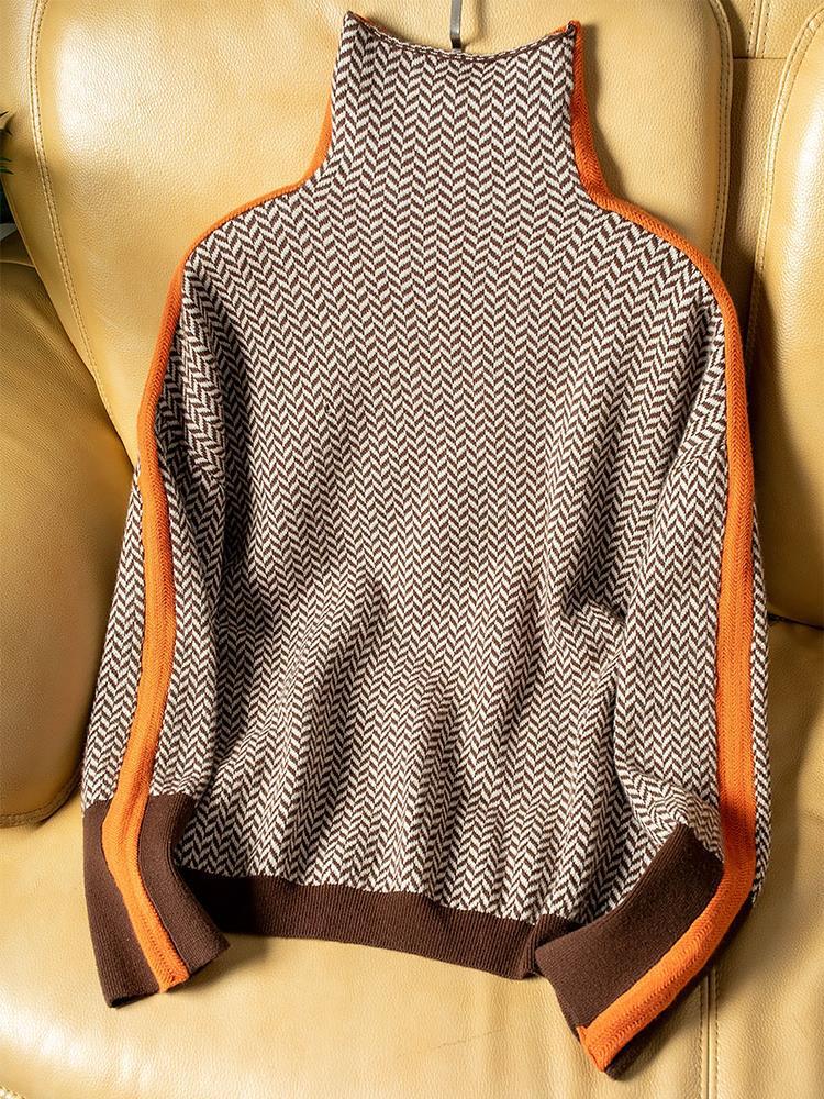 MILA – CHIC HIGH-NECK PATTERNED SWEATER