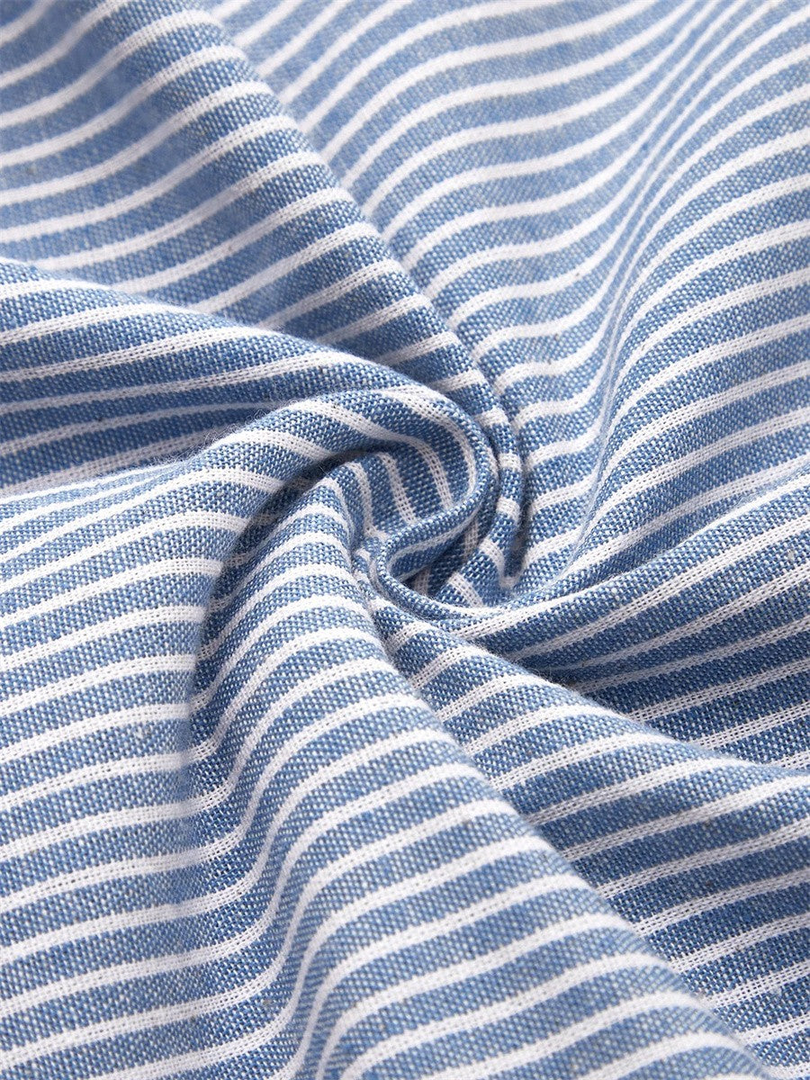 CIELO – COASTAL BUTTON-STRIPE MIDI DRESS