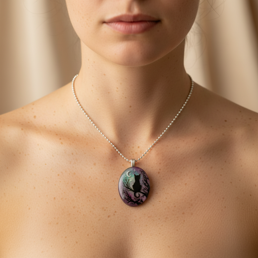 'The starry night' lovely cat necklace