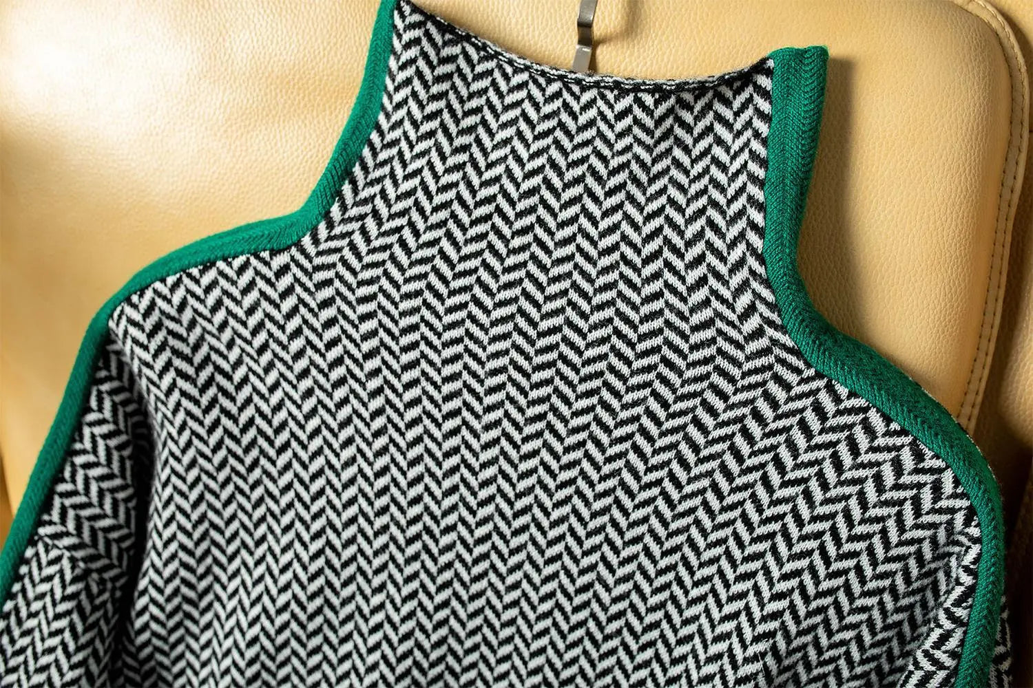 JANELLE – HERRINGBONE HIGH-NECK SWEATER