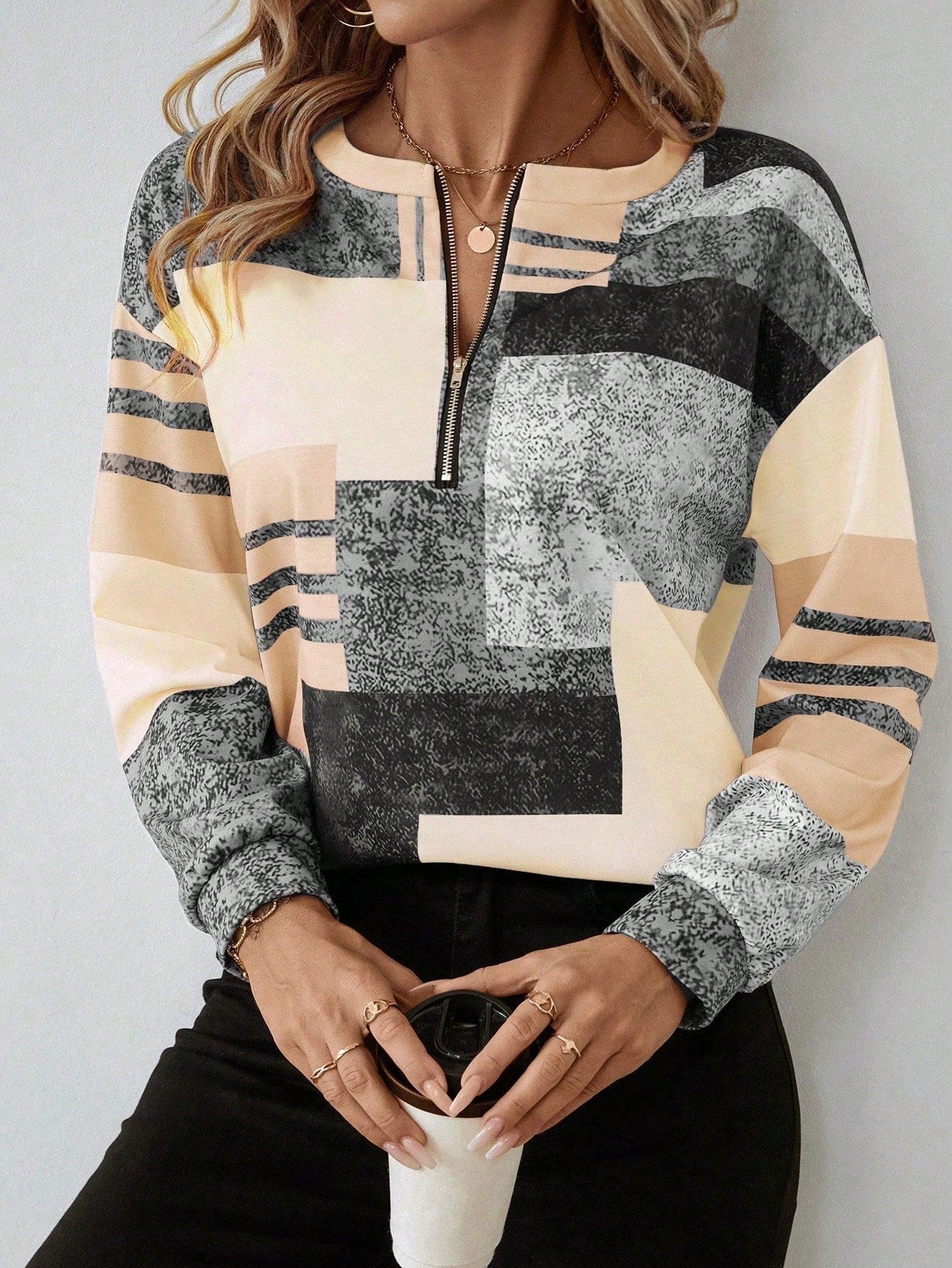 Patterned Long Sleeve Top
