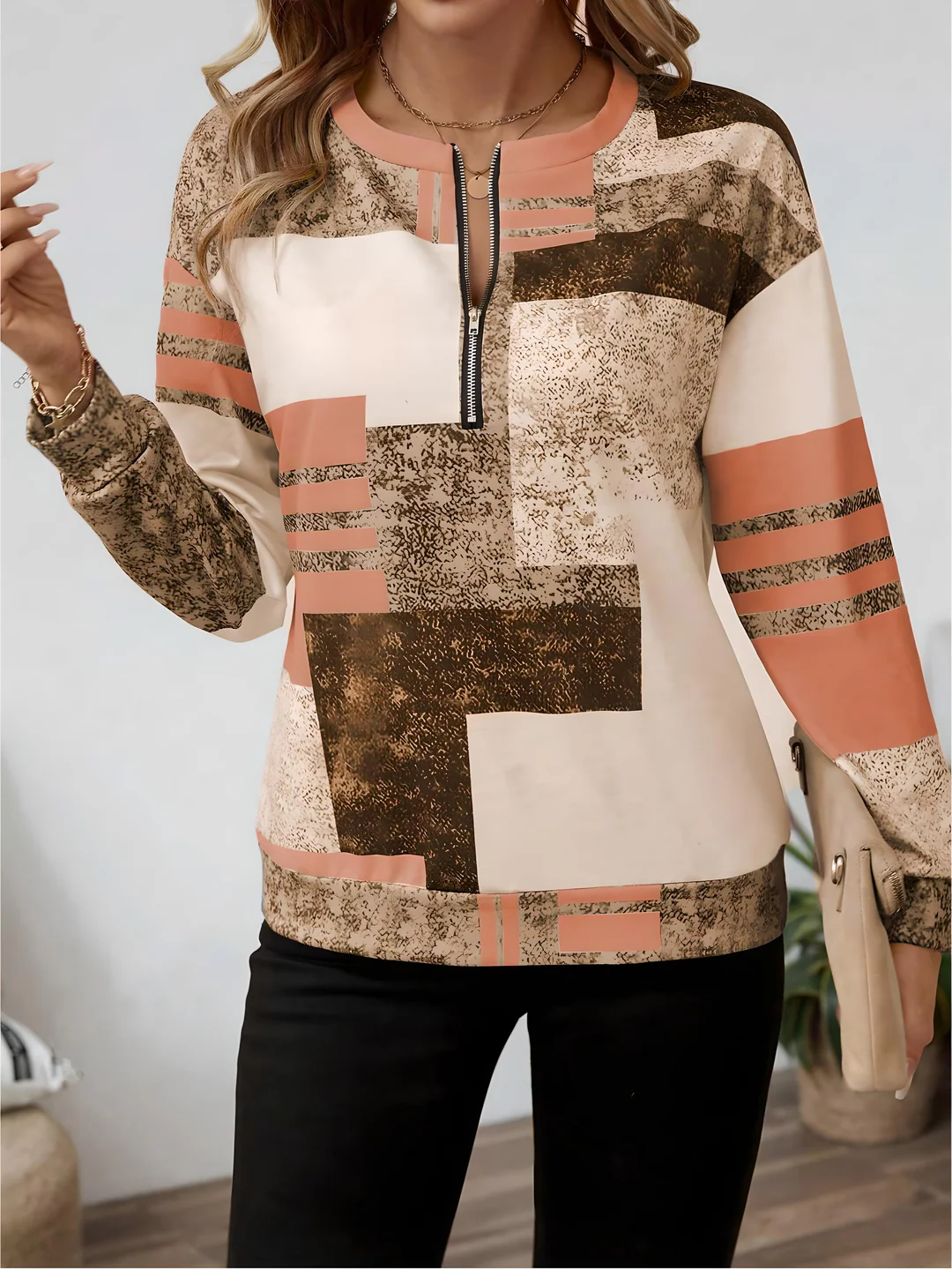 Patterned Long Sleeve Top