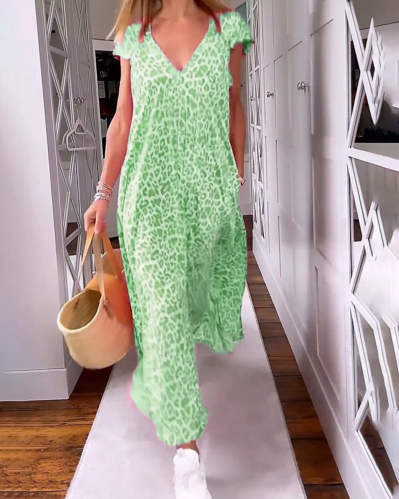 Women's Solid V-Neck Maxi Dress