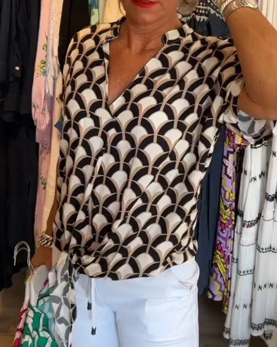 Audrey | Casual Top with Print and V-Neck