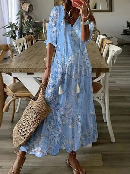 Women's Solid Viscose Boho Dress
